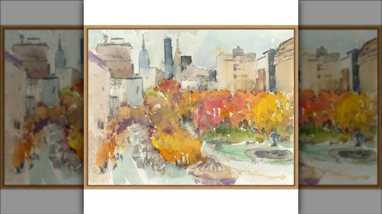 art of trees and buildings