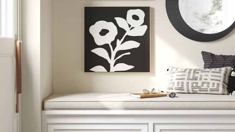 black-and-white art on a wall