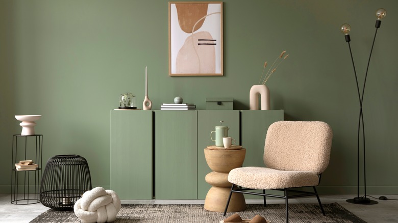 Mid-century olive green room