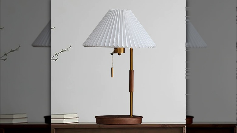 Pleated brass desk lamp