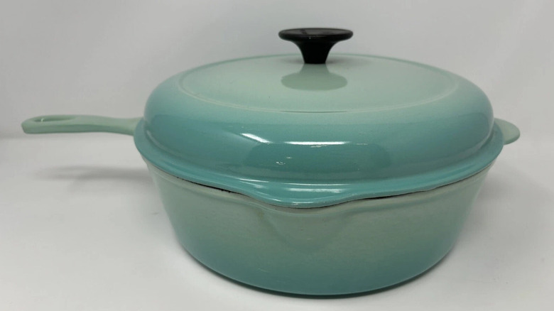 A Cool Mint colored Le Creuset saucepan