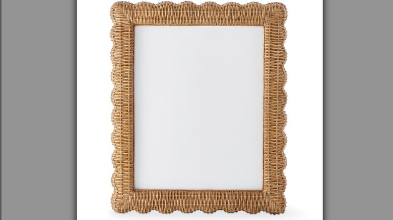 Scalloped rattan mirror