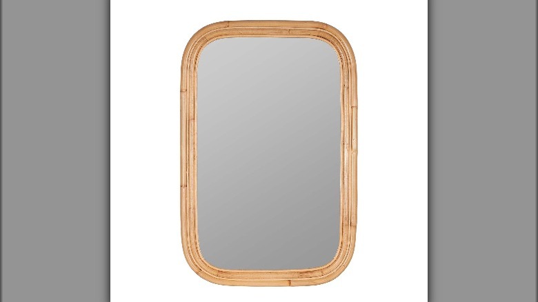 Smooth rattan mirror