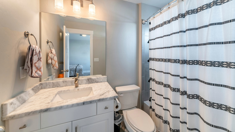 horizontal striped shower curtain