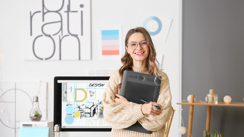 Designer standing for portrait
