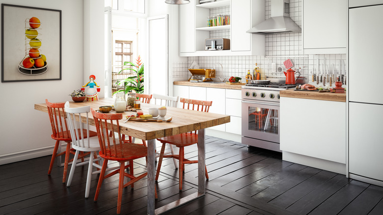 Dining table in kitchen