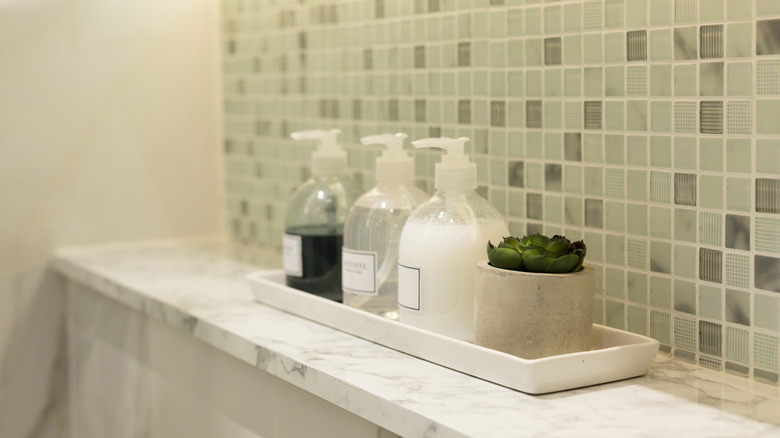 Bathroom alcove shelf