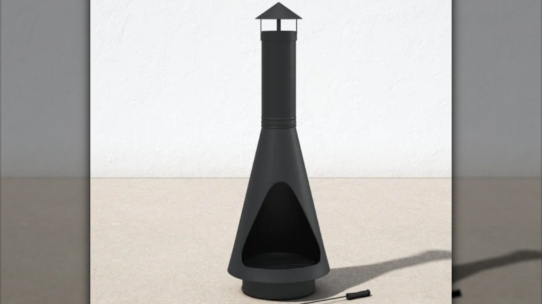 Black chiminea with triangle opening