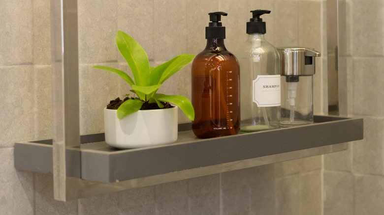 Stylish shelf in a shower