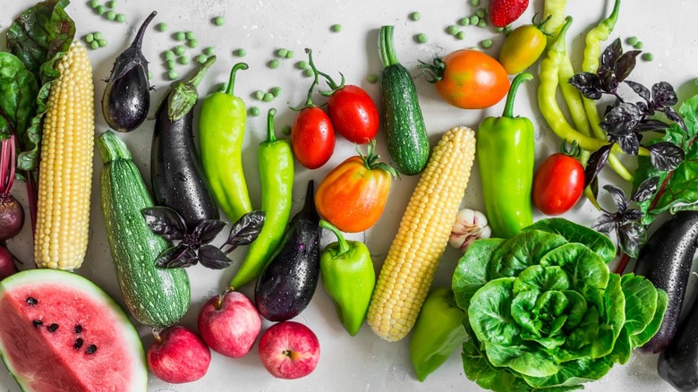 Array of warm-weather vegetables