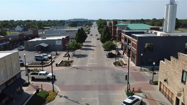 Aerial view of downtown Broken Arrow, Oklahoma