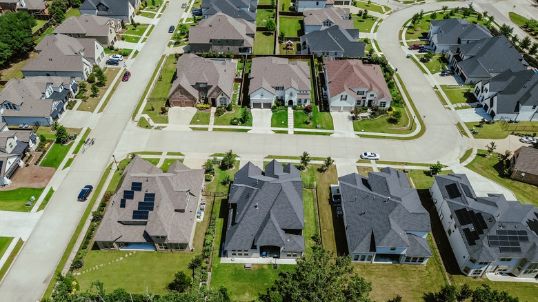 Aerial view of home developments in Flower Mound, Texas