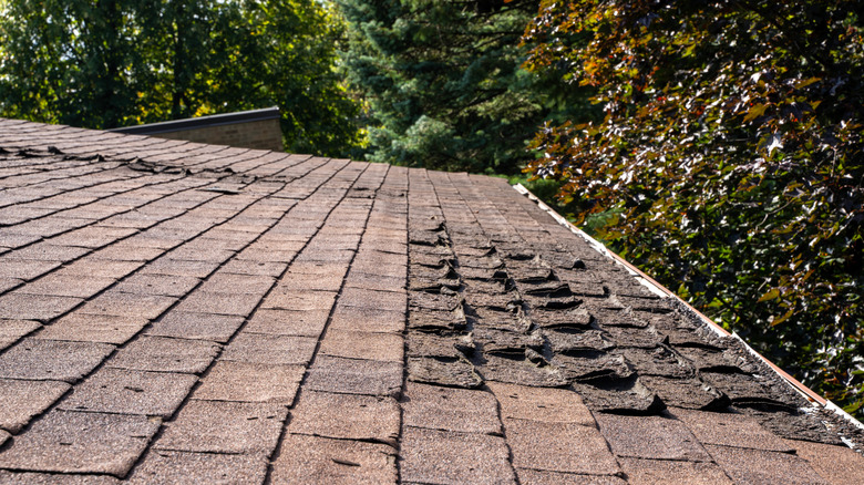 Damaged roof of a house
