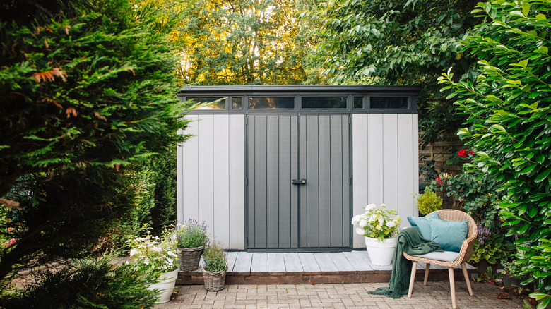 gray garden shed