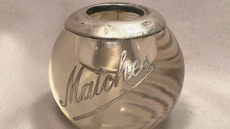 Vintage glass match holder/striker
