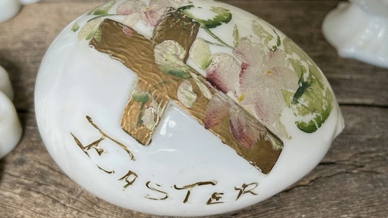 Vintage hand-blown milk glass Easter egg