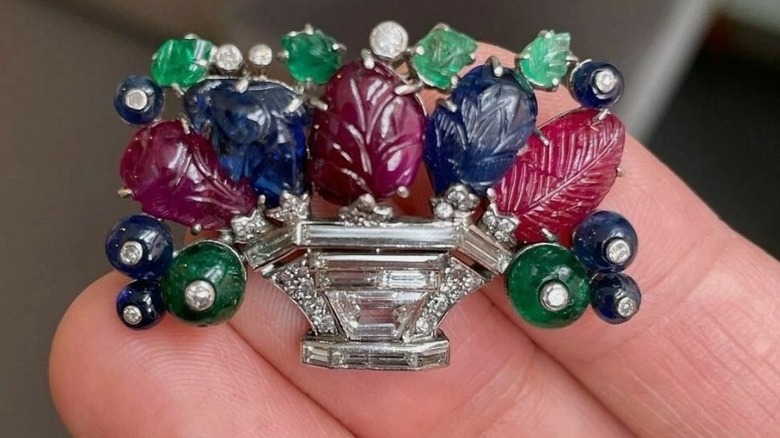 Art deco vintage "Tutti Frutti" brooch