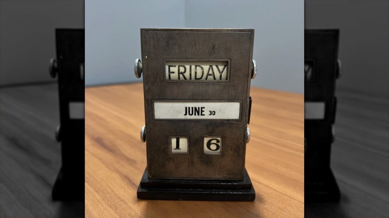 Vintage English silver mounted desktop perpetual calendar