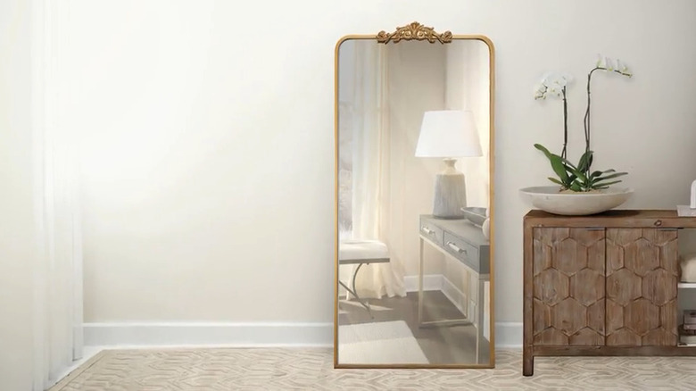 Gilded age-inspired gold framed floor mirror