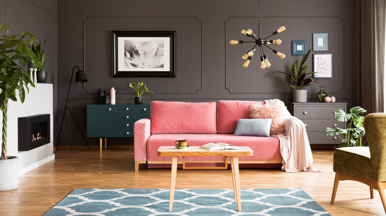 room decor with black wall paint