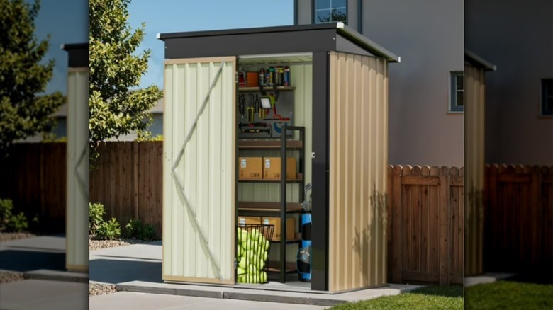 Patiowell metal tool shed.