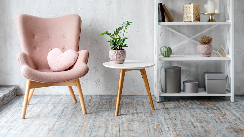 heart pillow on chair
