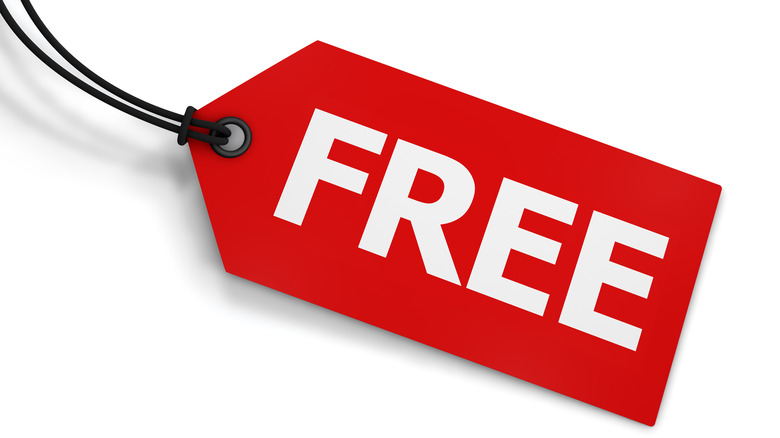 red tag with free written