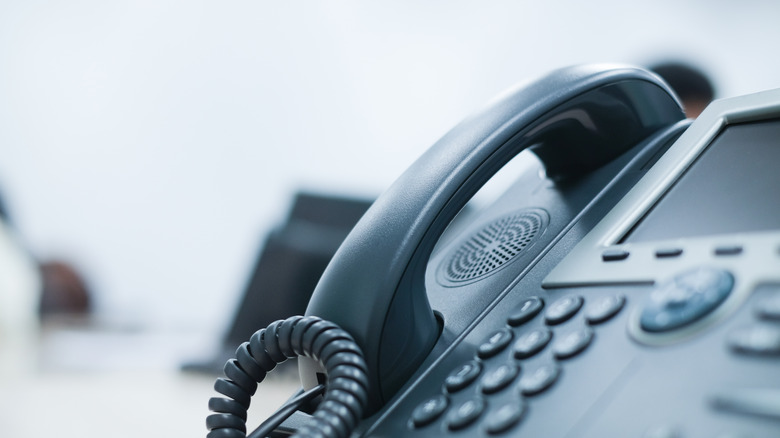 close up of office phone