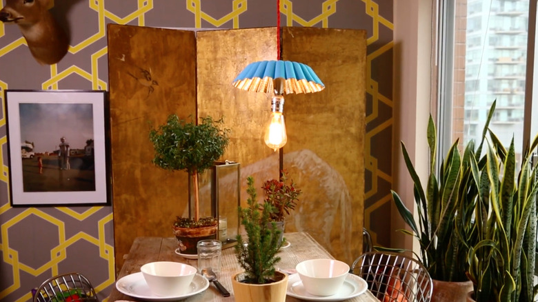 blue bundt pan pendant light