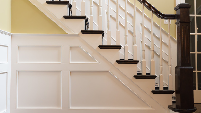 wainscoting on staircase wall