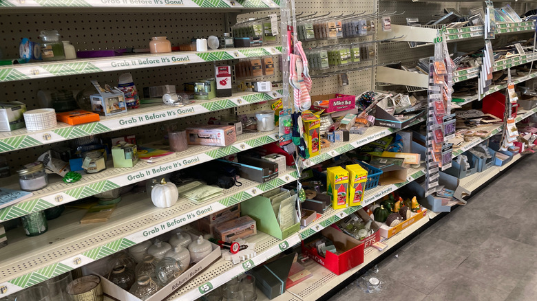 Aisle of craft supplies at Dollar Tree