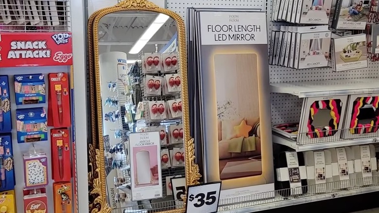 Floor length mirrors on shelf