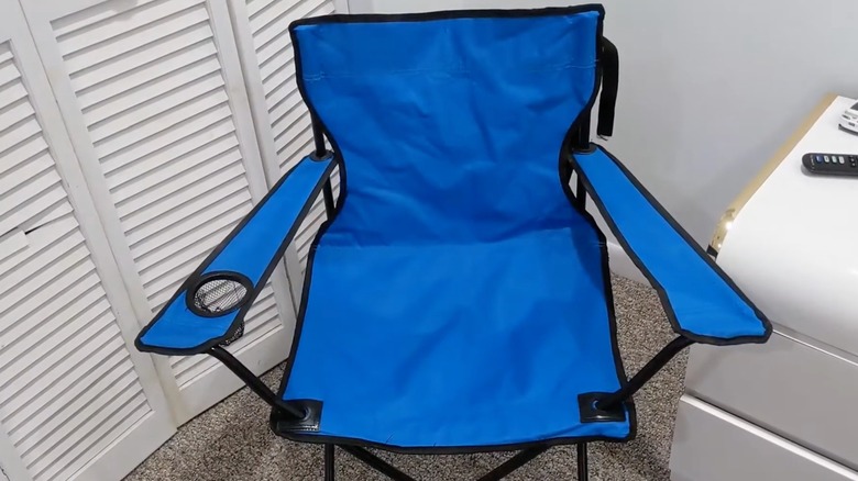 Blue folding camp chair