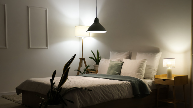 bright lighting in a bedroom