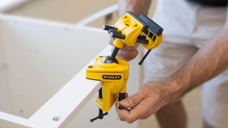 Stanley Multi Angle Hobby Vice on cabinet