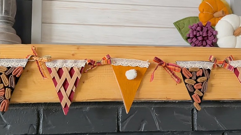 Felt pie garland with pumpkin, cherry, and pecan pie slices