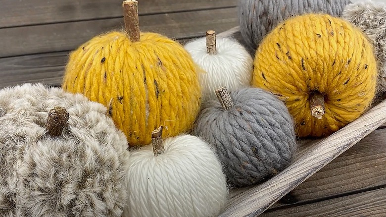 Pumpkins made out of yarn