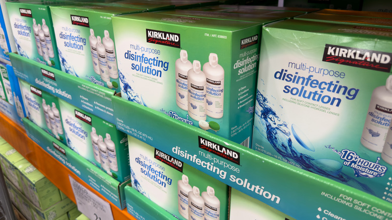 Kirkland contact solution in a Costco store.