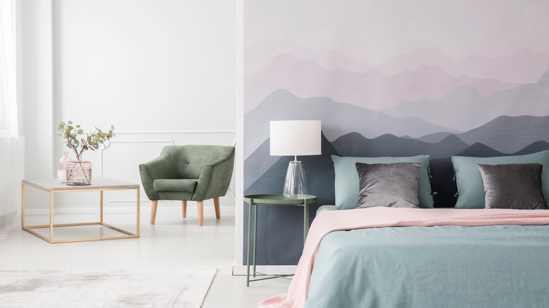 mountain mural in bedroom