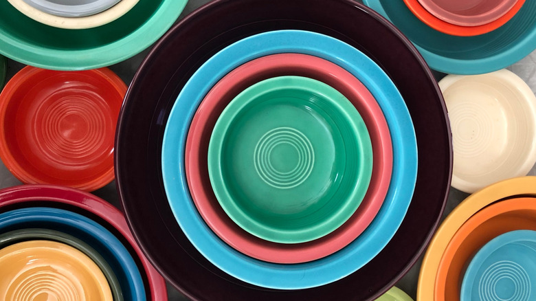 Fiesta dinnerware in various vibrant colors