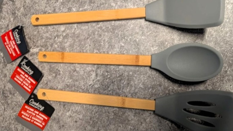 Set of three Cooking Concepts silicone wood kitchen tools on a counter