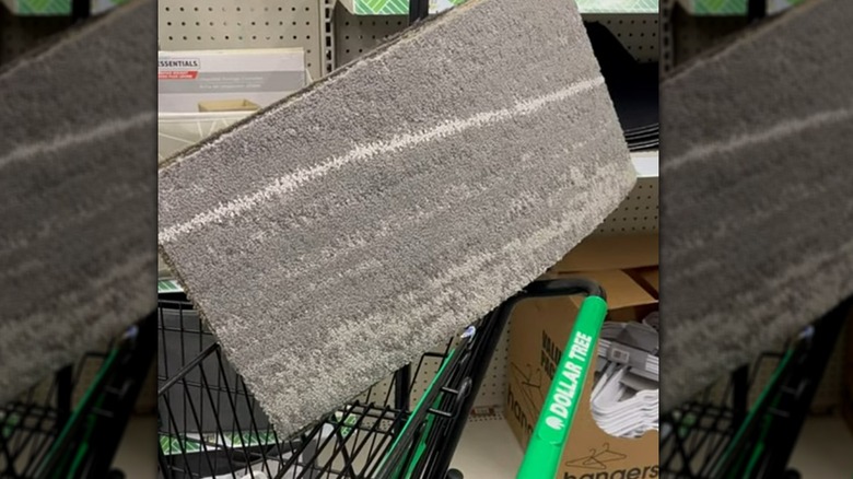 Carpet tile in Dollar Tree shopping cart