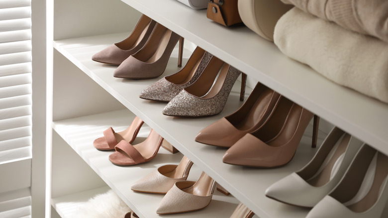 Shoe storage in closet