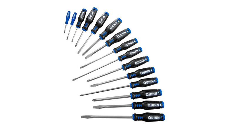 A 15-piece screwdriver set from Quinn on a white background