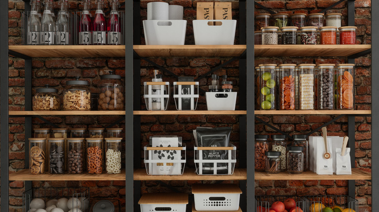 Closeup of an organized home pantry