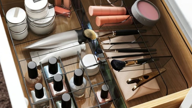 Ikea drawer organizer with makeup