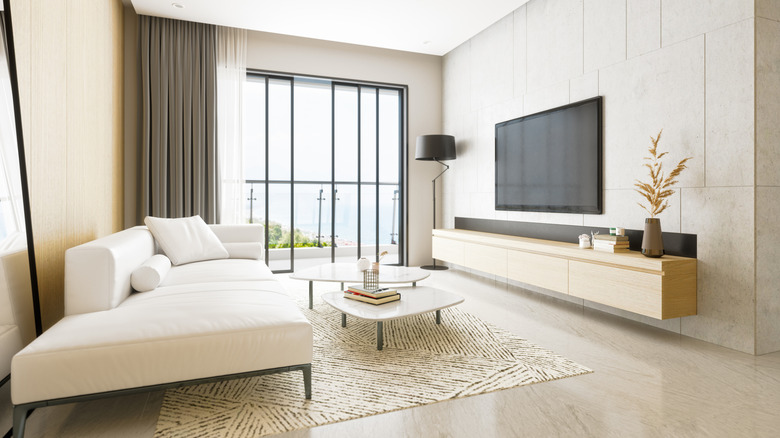 Minimalist white living room