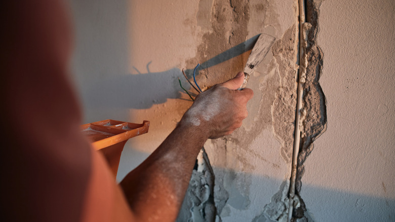 plastering old house