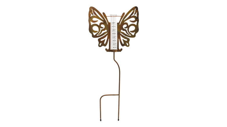 Ancient Graffiti's 35-inch Butterfly Rain Gauge on a white background