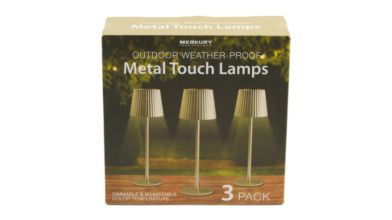 Merkury's 3-pack of Weather Safe Fluted Table Lamps on a white background